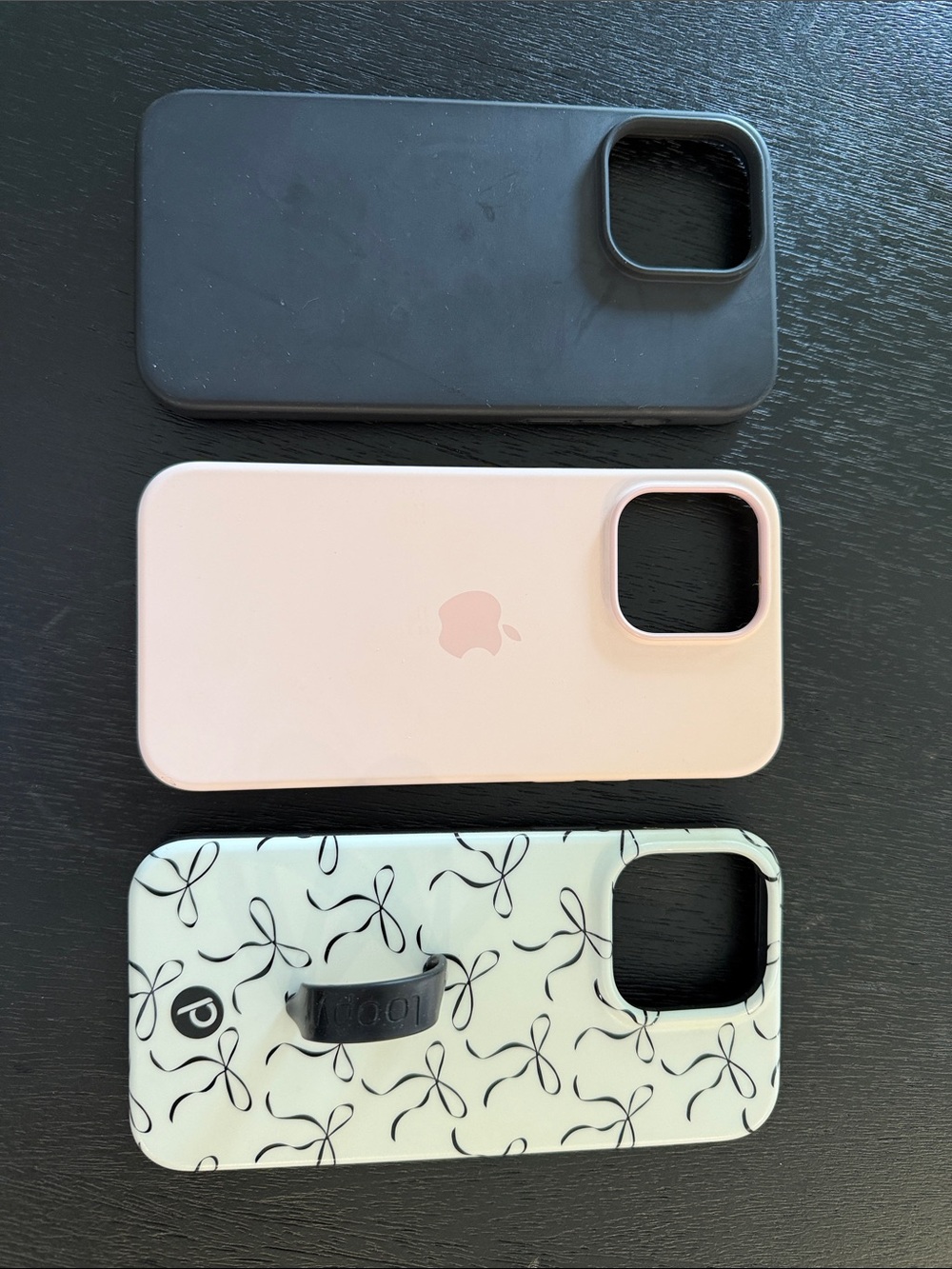 Apple iPhone Case Bundle — Black, Light Pink & White Patterned